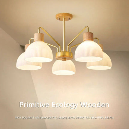 Lustre en bois au design moderne pour décoration intérieure élégante — LZ4X9M
