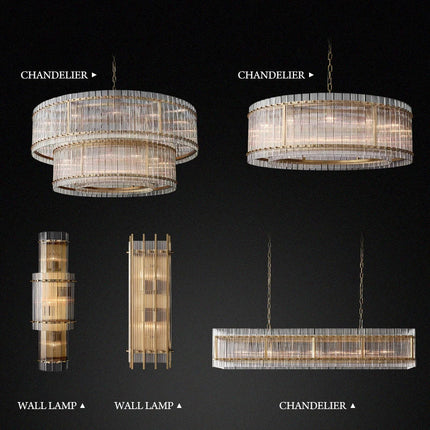 Lustre suspension LED double anneau en cristal doré — LZ4X9P2