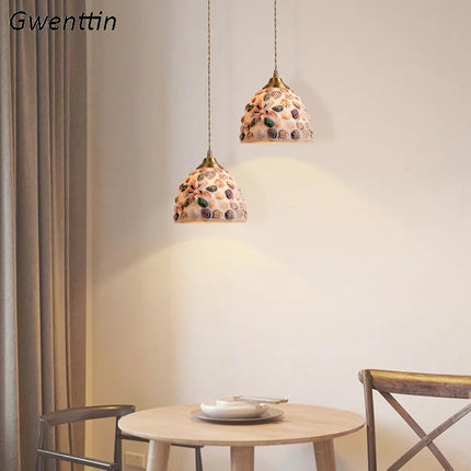 Suspension style Tiffany en coquillage méditerranéen pour intérieur — LZ4F9T2