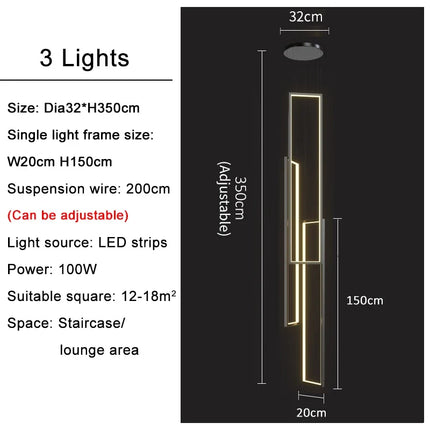 Lustre LED rectangulaire grand modèle finition or noir pour intérieur — LZ4P9XJ