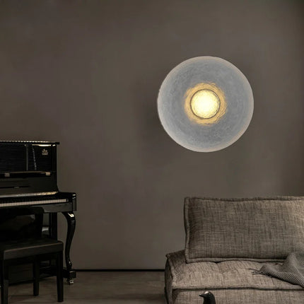 Applique murale ronde vintage en verre transparent design postmoderne — LZ4X9M