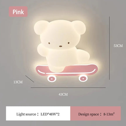 Plafonnier lumineux ours en skateboard pour chambre d’enfant moderne — LZ4X9T