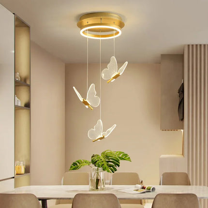 Lustre suspension LED design papillon transparent nordique — LZ4X9M