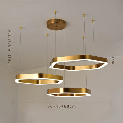 Lustre suspension hexagonal moderne en acier inoxydable — LZ4X9T