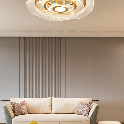 lustre doré à led au style luxueux pour intérieur élégant