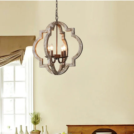Lustre vintage en bois massif pour intérieur élégant — LZ4P9XQ