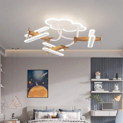 Plafonnier avion en bois pour chambre d’enfant au design chaleureux — LZ4X9P