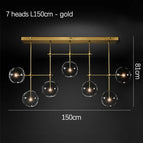 7 têtes dorées L150cm / Lumière froide