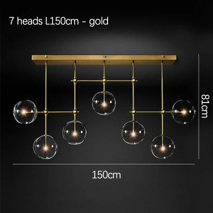 Suspension boule de verre LED design nordique noir et or pour salon — LZ4X9P2