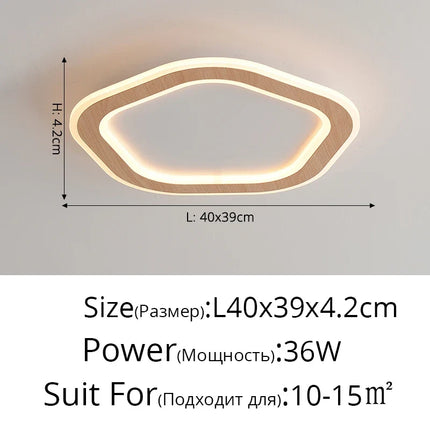 Plafonnier LED ultra-mince en bois massif style nordique moderne — LZ4X9P2Q