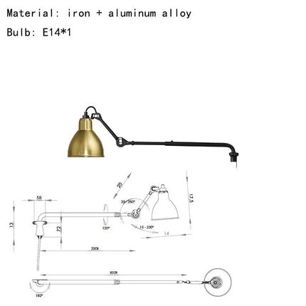 Applique murale rotative à bras long pour lecture — LZ4X9P2