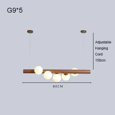 Lustre moderne en bois de noyer et verre pour intérieur élégant — LZ4X9T2