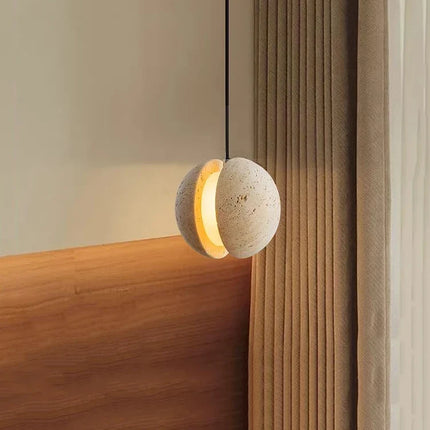 Lustre suspension en pierre de lune style wabi-sabi chaleureux — LZ4X9TQ