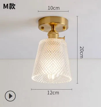 Plafonnier japonais moderne en verre sculpté au style rétro élégant — LZ7FQ2