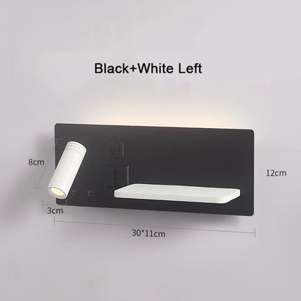 Applique murale avec lampe de chevet, chargeur sans fil USB-C et projecteur rotatif — LZ4X9P2
