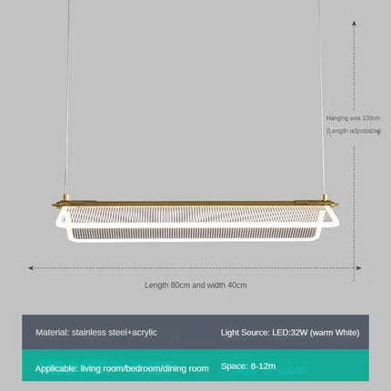 lustre rectangulaire réglable en acrylique pour éclairage créatif