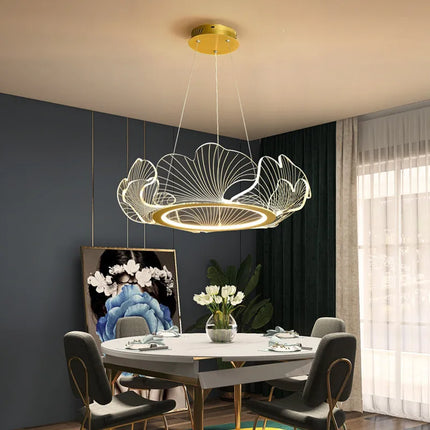 Lustre LED postmoderne réglable motif feuille de lotus minimaliste — LZ4X9Q2