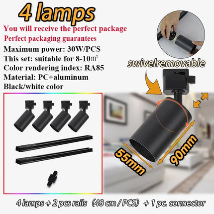 Kit spots dimmables sur rail pour éclairage intérieur décoratif — LZ4X9Q