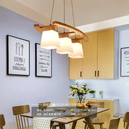 Suspension LED en bois au design japonais moderne — LZ4X9T2