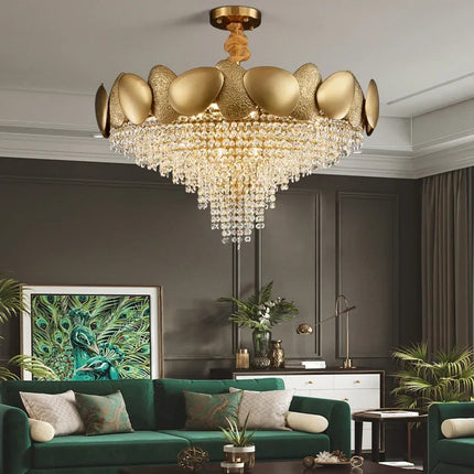 Lustre moderne en cristal avec pampilles et éclairage LED — LZ4X9T
