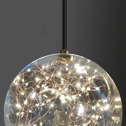 Lustre boule en verre à bulles effet étoilé romantique — LZ4X9P2Q