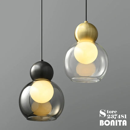 Suspension en verre transparent avec tête décorative en cuivre — LZ4X9P