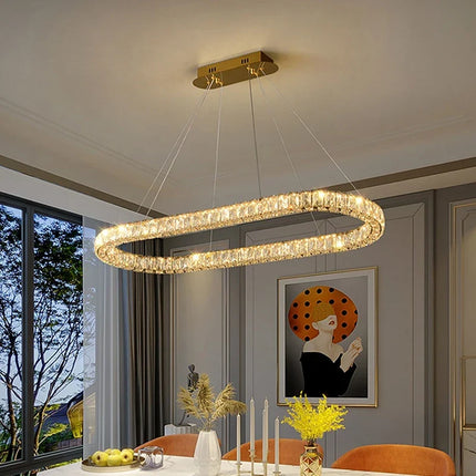 Plafonnier LED dimmable anneau doré avec cristal — LZ4Q7M1