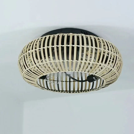 Plafonnier ventilateur silencieux en bambou avec lumière et télécommande — LZ4X9P