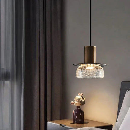 Suspension en verre craquelé avec LED et câble ajustable — LZ4P9X