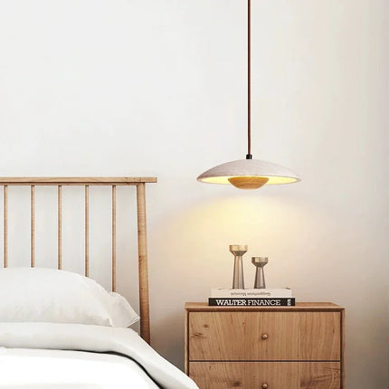 Lustre suspension LED rétro en travertin style wabi-sabi — LZ4X9Q2