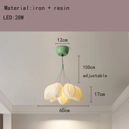 Lustre en résine avec abat-jour métallique au style romantique — LZ4F7Q2