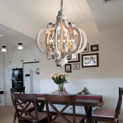 Lustre en bois massif au style rétro pour une ambiance nostalgique — LZ4D7Q1