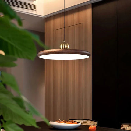 Lustre suspension en fer effet grain de bois avec variateur — LZ4P9XQ