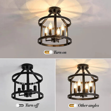 Lustre plafonnier vintage style rétro américain pour salon et cuisine E14 — LZ7D9Q