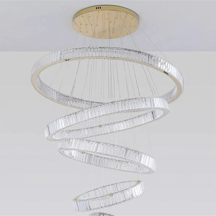 Lustre moderne en cristal avec anneaux réglables pour intérieur — LZ4X9P2