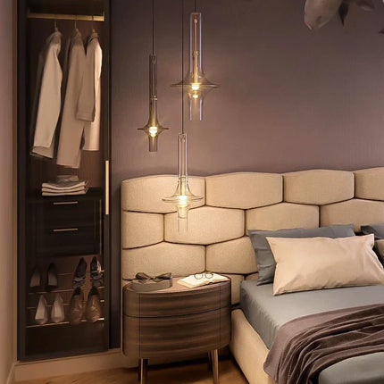 Lustre suspension en verre et bambou design italien pour commerces — LZ4X9P