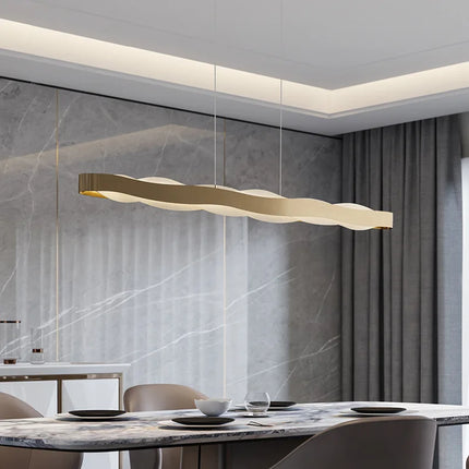 Lustre moderne en acier inoxydable à design ondulé pour intérieur — LZ4X9J2