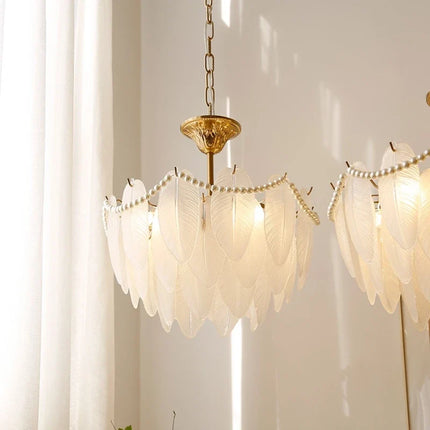Plafonnier décoratif en verre et plumes pour intérieur — LZ4X9P