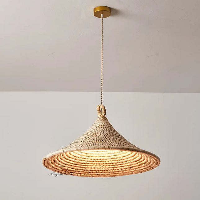 suspension minimaliste style japonais vintage en rotin
