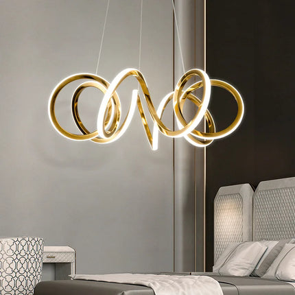 Plafonnier LED suspendu en silicone doré au design moderne et créatif — LZ4X9P2