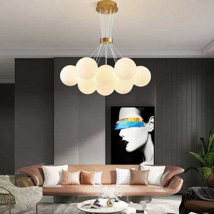 Lustre LED nordique forme planètes en boule de verre lunaire — LZ4X9T2