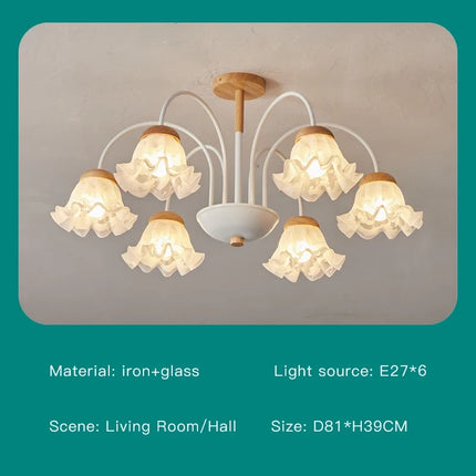 Lustre en verre à pétales pour décoration intérieure kawaii — LZ4X9T