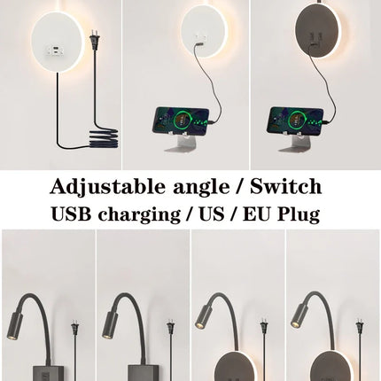 Applique murale LED moderne avec ports USB et interrupteur intégré — LZ4X9T1