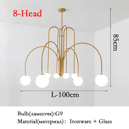 Suspension moderne en verre lait magique forme haricot — LZ4X9P2