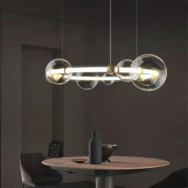 Lustre à bulles en verre transparent avec bande LED longue — LZ4X9P