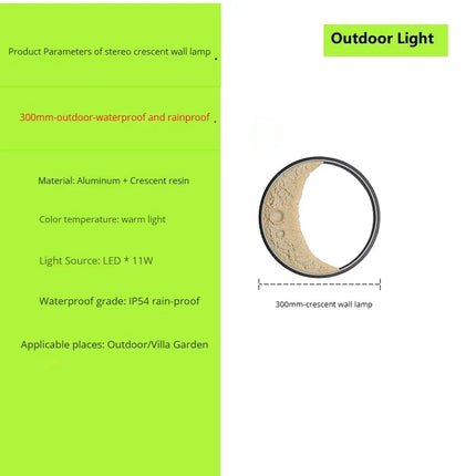 Applique murale LED forme lune étanche pour jardin extérieur — LZ4X9T2