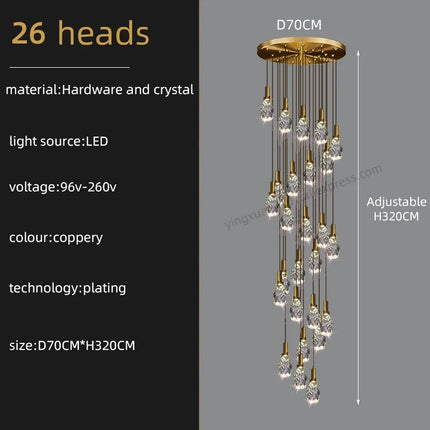 Lustre créatif en cristal pour duplex et escalier en colimaçon — LZ4X9P2