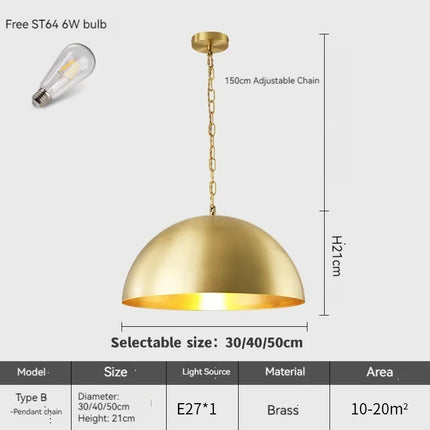 Suspension demi-boule en laiton style américain — LZ4X9Q