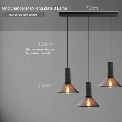 Suspension en ciment avec abat-jour en fer forgé style loft industriel — LZ4X9P2