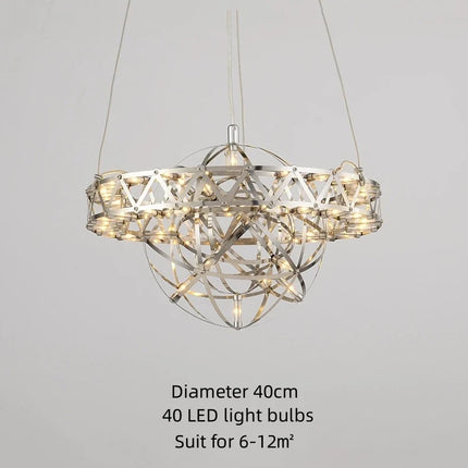 lustre sphérique raimond satellite en acier inoxydable led décor